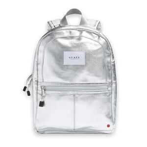 NWT STATE Mini Kane Kids Silver Metallic Backpack 2-4